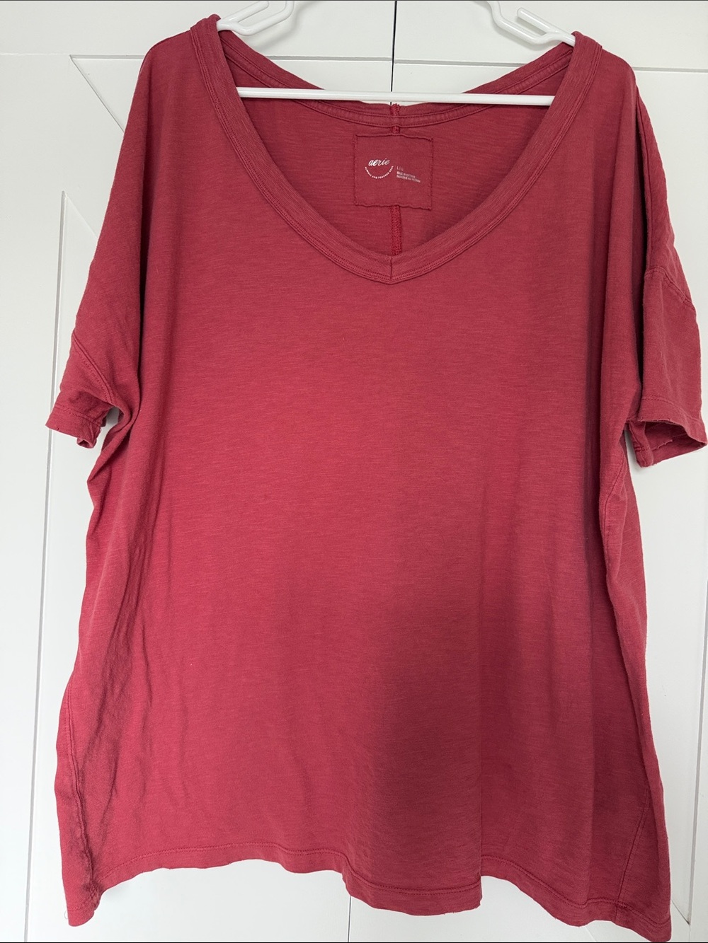 Aerie V-Neck Relaxed Tee - Wine
